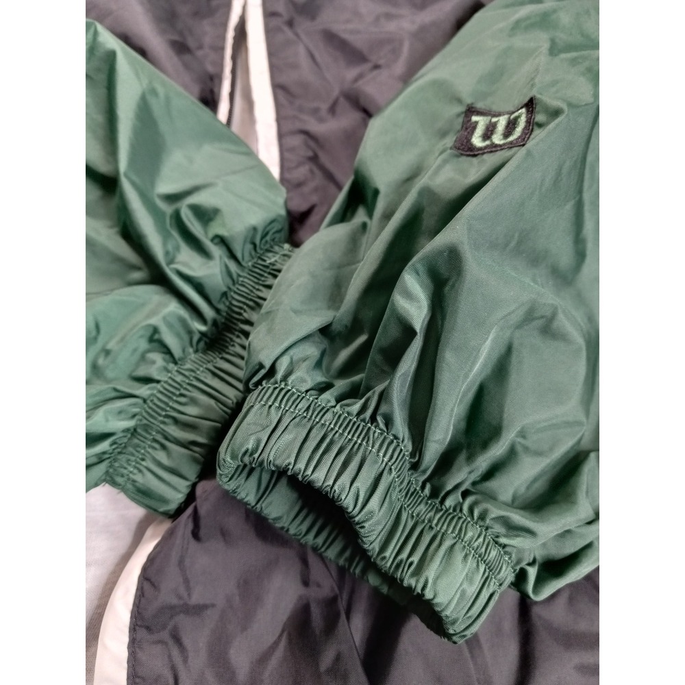 Vintage 90s Wilson Colorblock Windbreaker Jacket Green Black White Mens XL - Picture 9 of 10